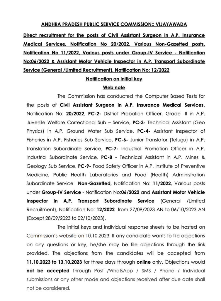 APPSC AMVI Answer Key 2023