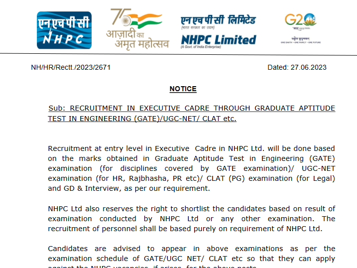 NHPC JE Cut Off 2023