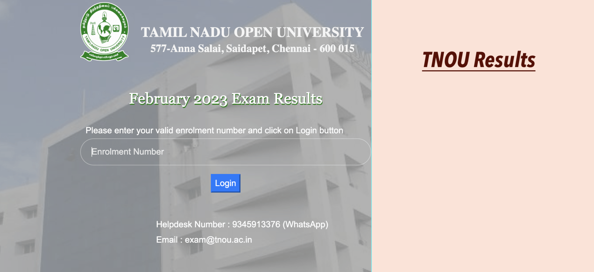 Tnou Ac In TNOU Results 2025 BA BSc BCom June Results tnou.ac.in {Link Out}