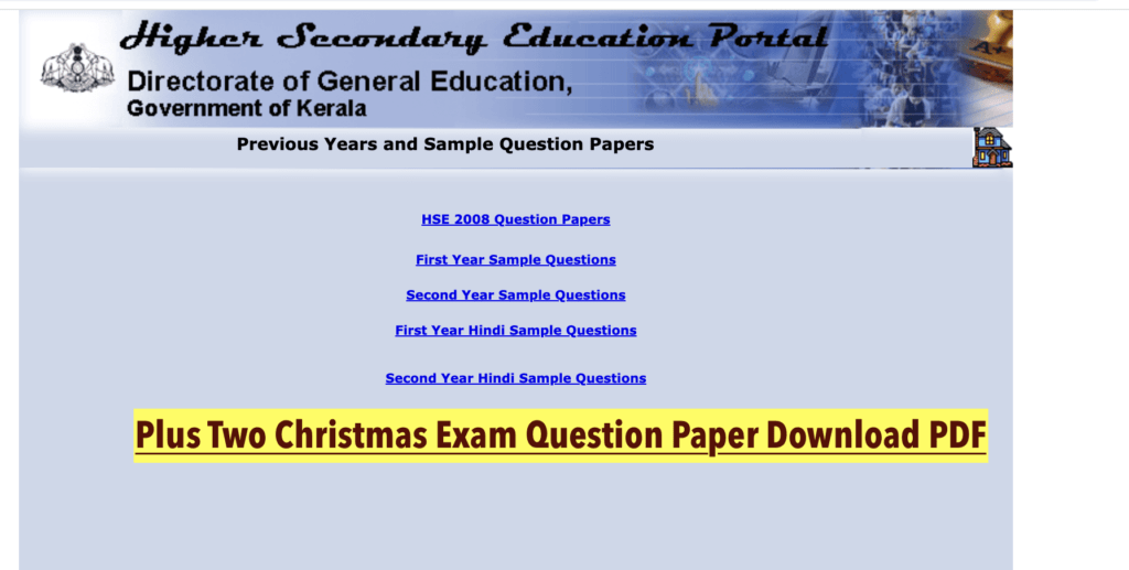 Plus Two Christmas Exam Question Paper Download PDF