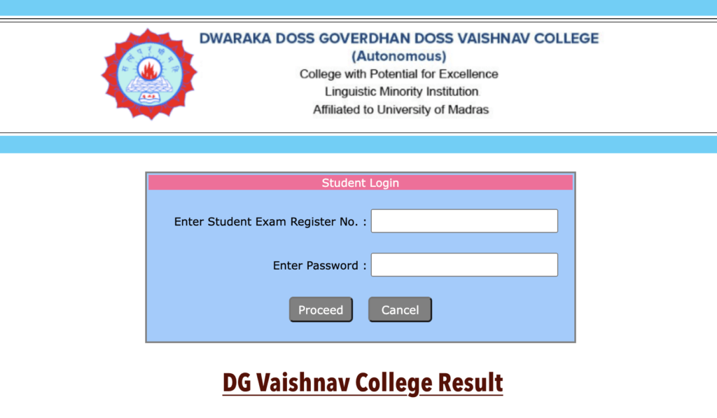 DG Vaishnav College Result