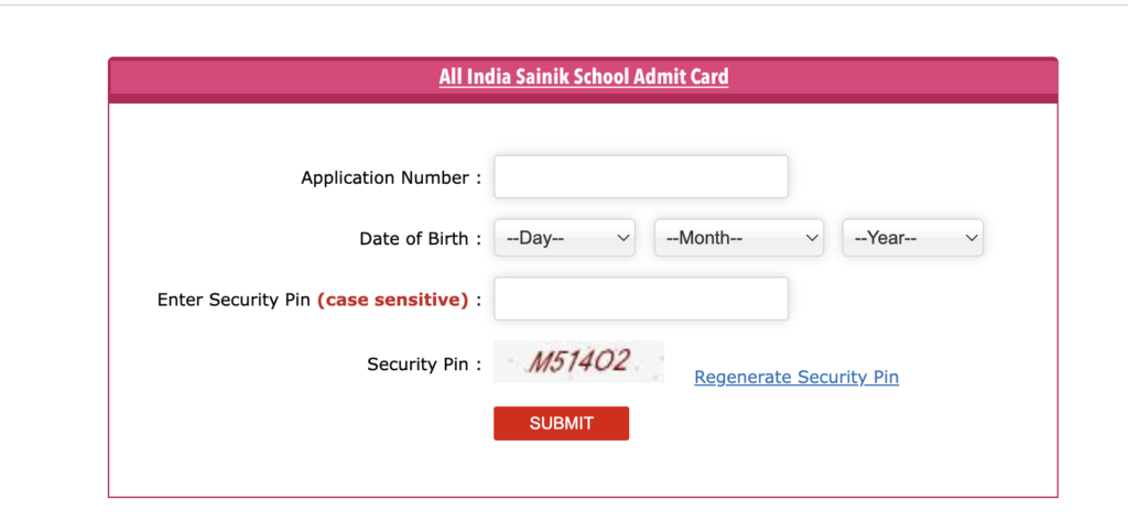 All India Sainik School Admit Card