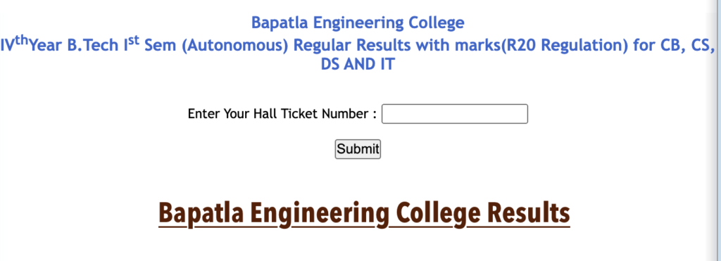 Bapatla Engineering College Results 