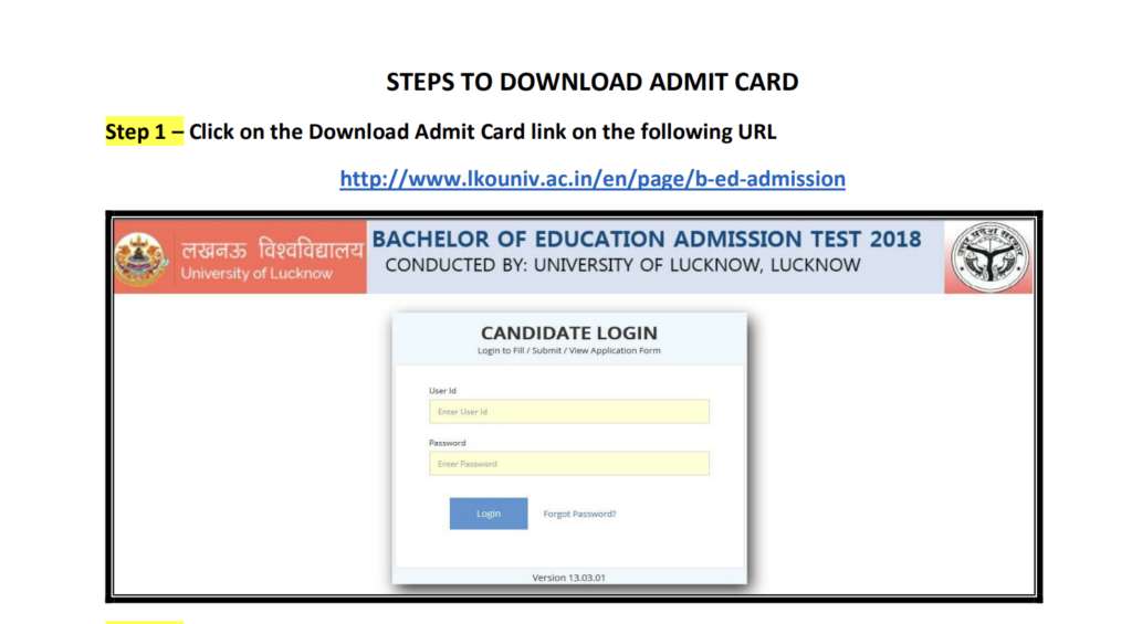 Lucknow University BA BSc BCom Admit Card 