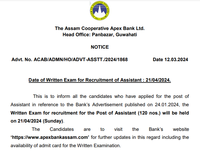 ACAB Assam Apex Bank Assistant Syllabus Download Online
