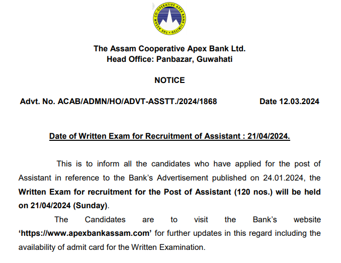 ACAB Assam Apex Bank Assistant Previous Year Question Paper Download  Online
