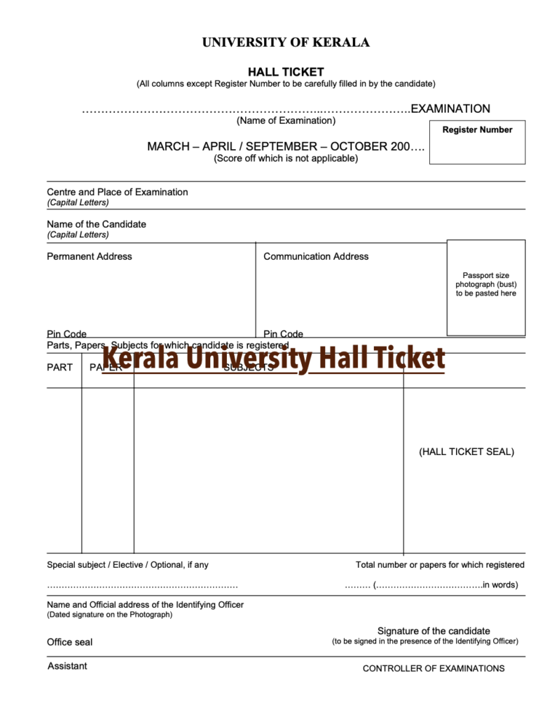 Kerala University Hall Ticket