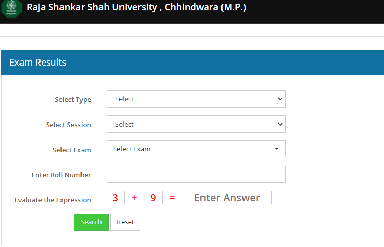 Raja Shankar Shah University Result 2024