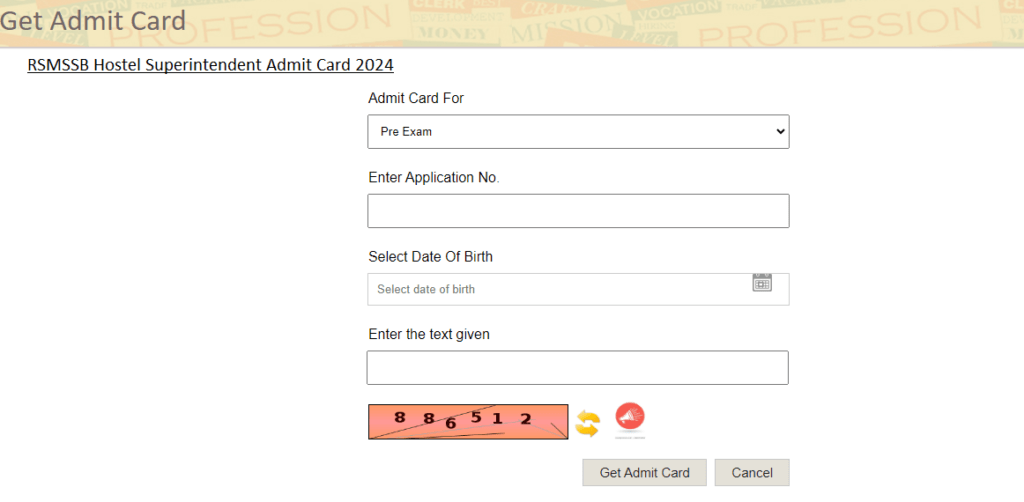 RSMSSB Hostel Superintendent Admit Card 2024