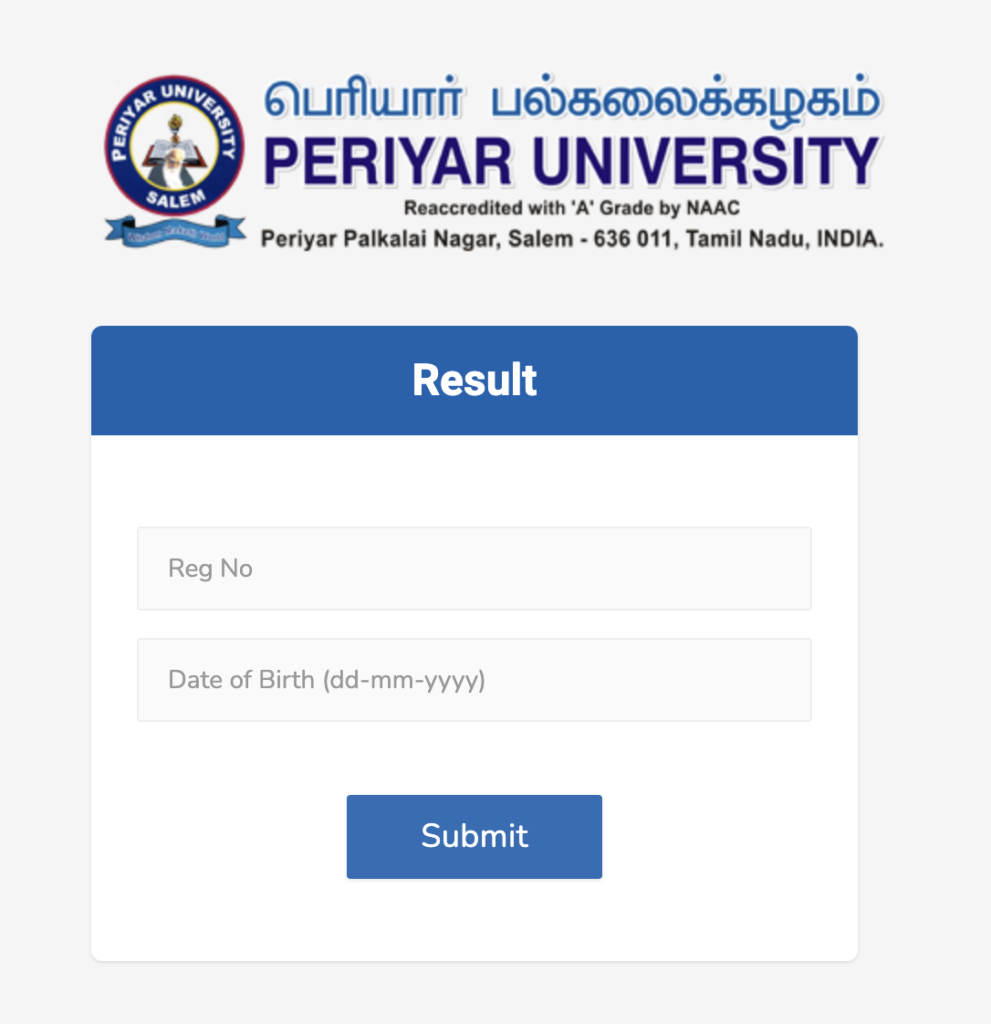 Periyar University Results 2025