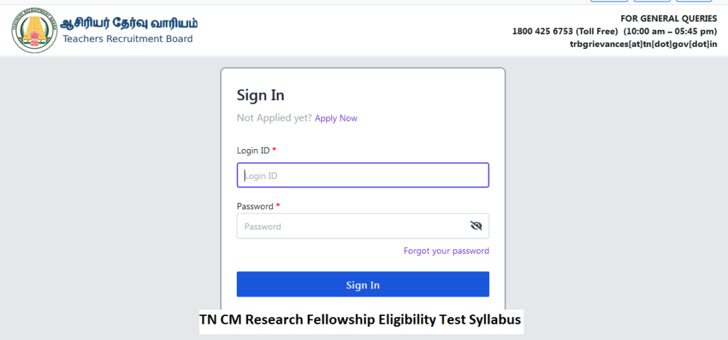 TN CM Research Fellowship Eligibility Test Syllabus