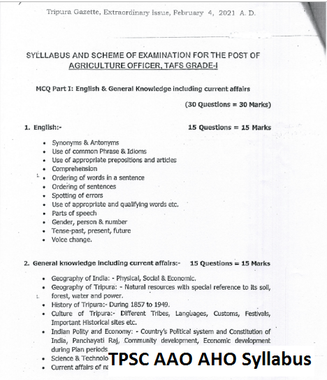 TPSC AAO AHO Syllabus