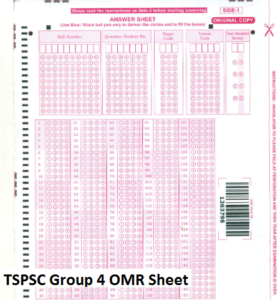 TSPSC Group 4 OMR Sheet PDF Download Online www.tspsc.gov.in