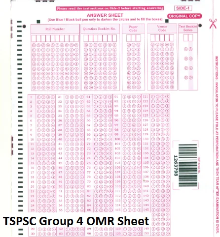 TSPSC Group 4 OMR Sheet Download Online