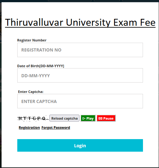 Thiruvalluvar University Exam Fee 
