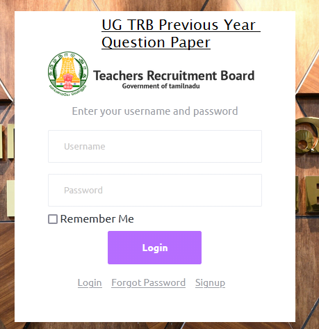 UG TRB Previous Year Question Paper