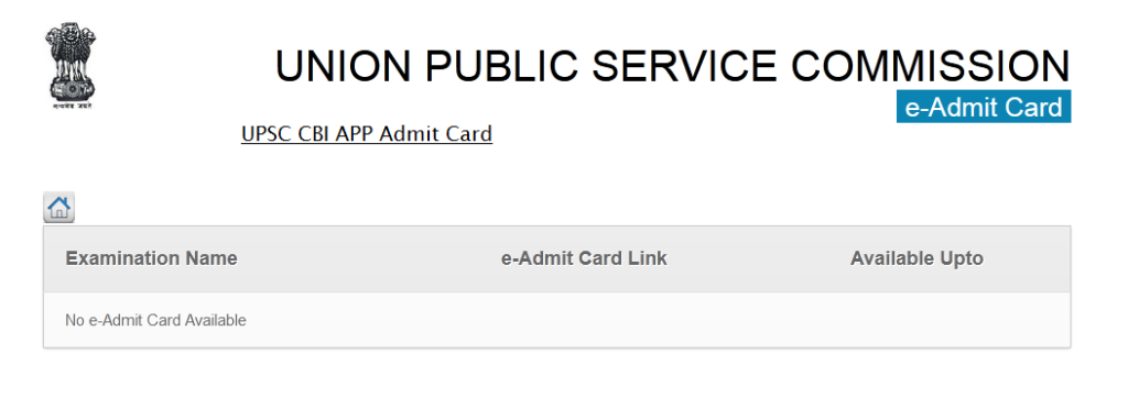 UPSC CBI APP Admit Card