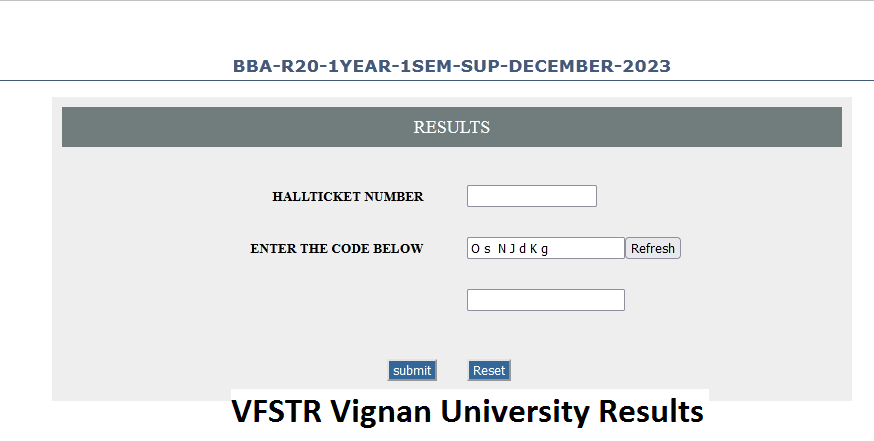 VFSTR Vignan University Results