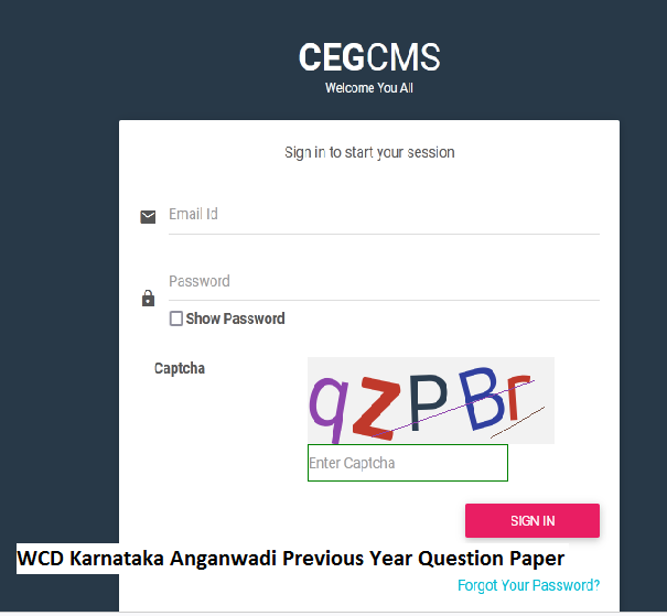 WCD Karnataka Anganwadi Previous Year Question Paper Download PDF