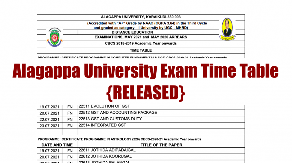 alagappa university exam time table 2023 online exam dde distance education & ba bsc