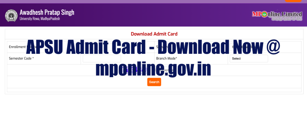 apsu rewa admit card 2023 download mponline.ac.in