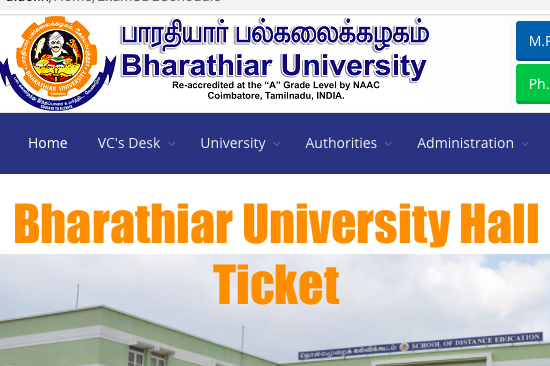 bharathiar university hall ticket 2020 download b.ed mba distance education