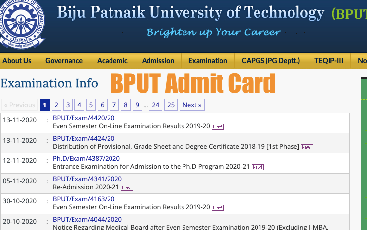 bput admit card 2023 download online bput.ac.in check online