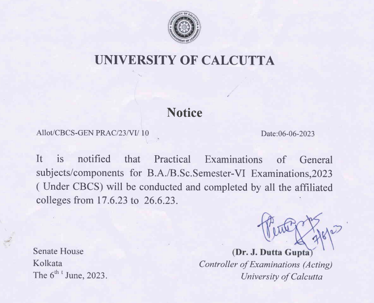 Calcutta University Routine 2024 [Out] CU 2nd, 4th, 6th Semester Exam Date