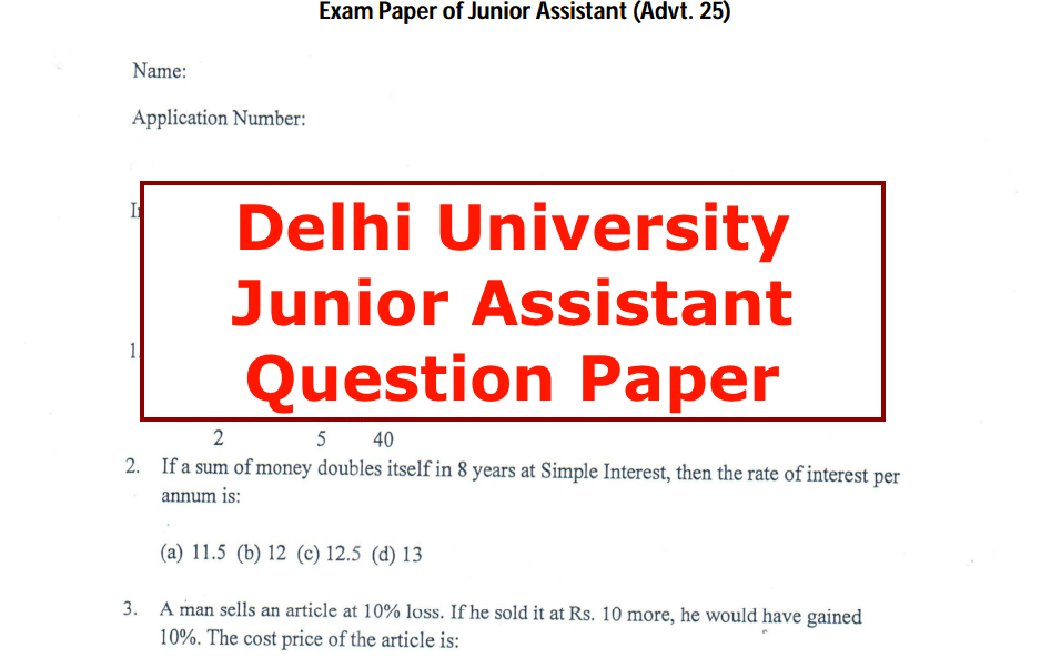 du junior assistant question paper download pdf - previous year papers solved pdf delhi university nta