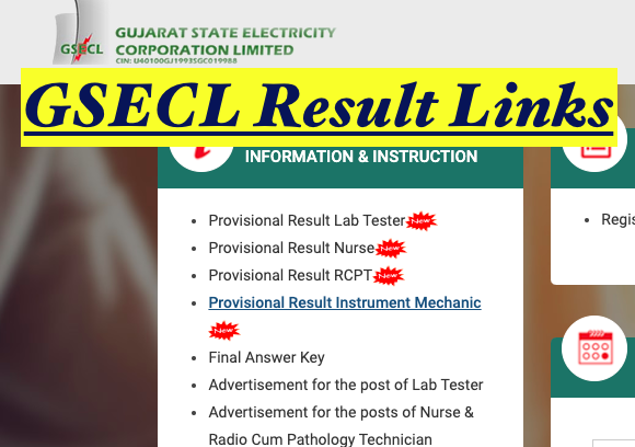 gsecl result links check for lab tester, staff nurse