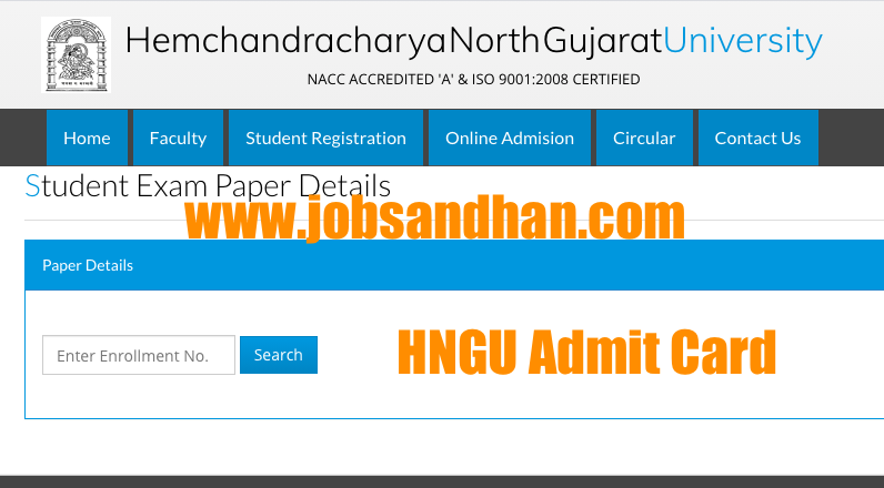 HNGU Hall Ticket 2023 download exam admit card for sem 1 2 3 4 5 6