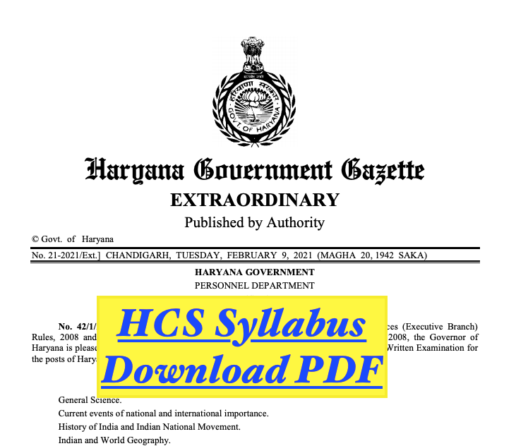 hpsc hcs syllabus 2023 download pdf haryana psc 