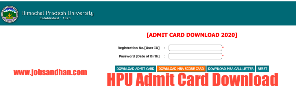 hpu admit card 2022 download ba, bsc, bcom admission hpuniv.ac.in