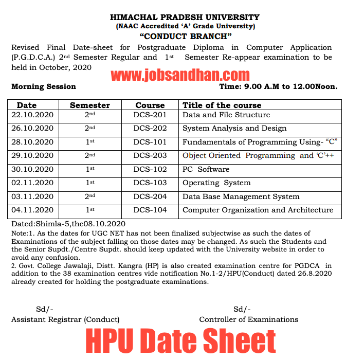 hpuniv.ac.in exam date sheet 2023 download links, HPU Date Sheet 2023 (OUT) 1st, 2nd, 3rd Year Semester Exams