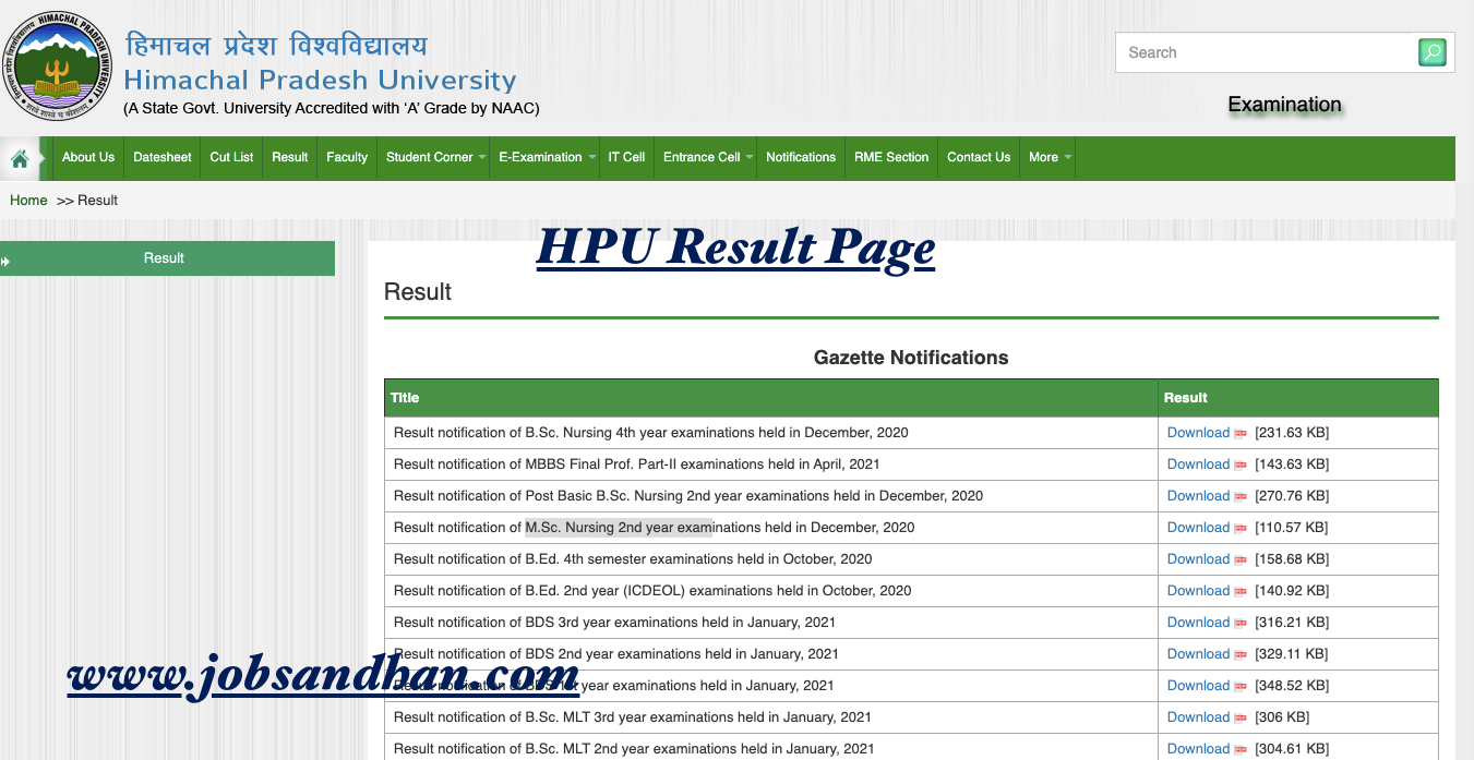 HPU Result 2024 ; Himachal Pradesh University hpuniv.ac.in {Out}