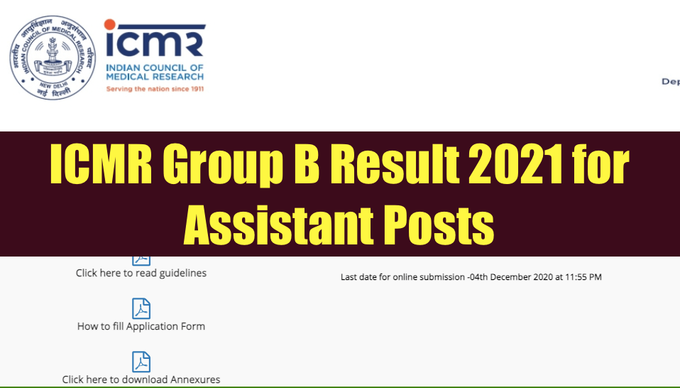 icmr group b assistant result 2024 check online cut off marks