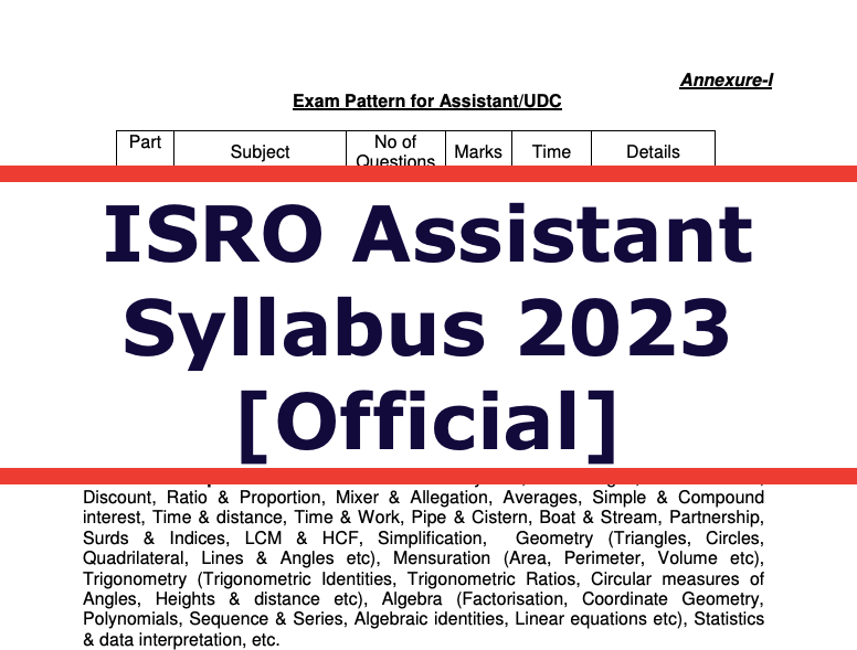 ISRO Assistant Syllabus 2023