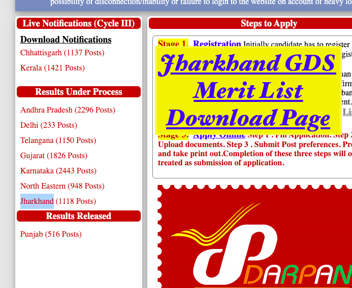 jharkhand post gds result checking process step by step at appost.in/gdsonline 2023