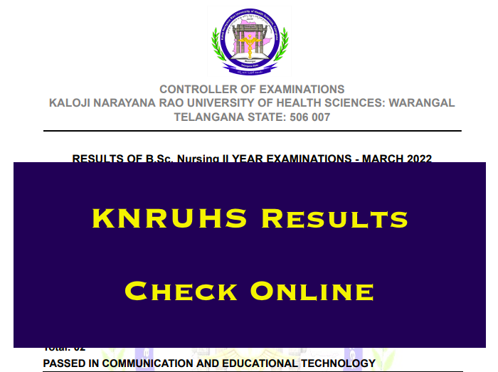 knruhs results 2023 check online knruhs.telangana.gov.in exam marks