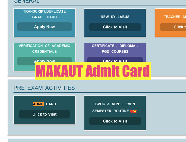 makautwb.ac.in admit card download - check bca btech semester wise makaut admit card online 2023