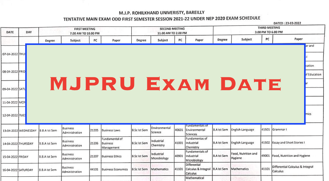 MJPRU Date Sheet 2024 {Out} Time Table Download