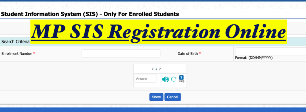 MP SIS Registration 2023 ACTIVE Online Login Link Mponline gov in