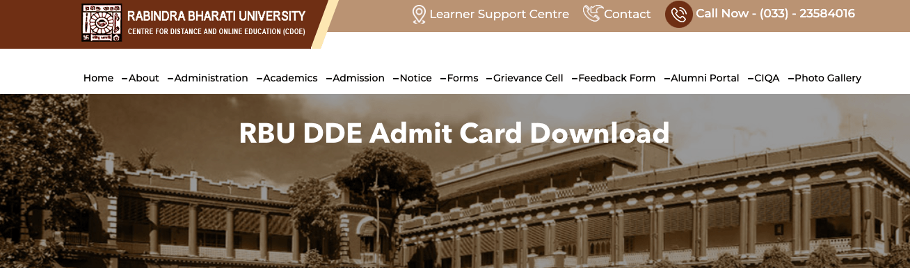 RBU DDE Admit Card 2023 MA Sem Exam {Download} rbudde in