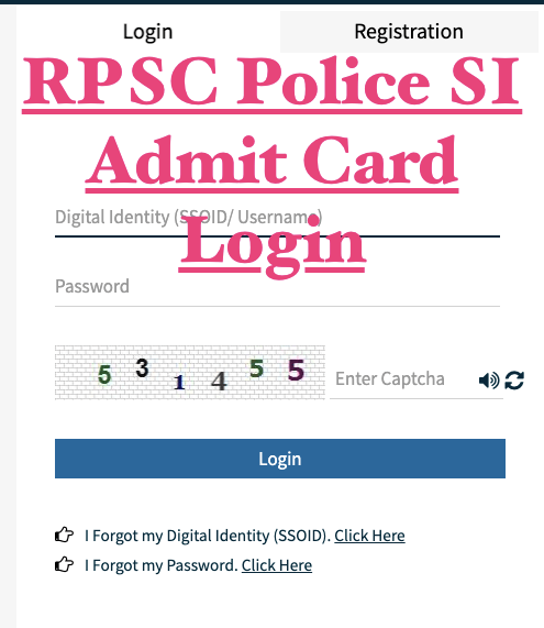 rpsc police si admit card 2023 downloading window at sso.rajasthan.gov.in login