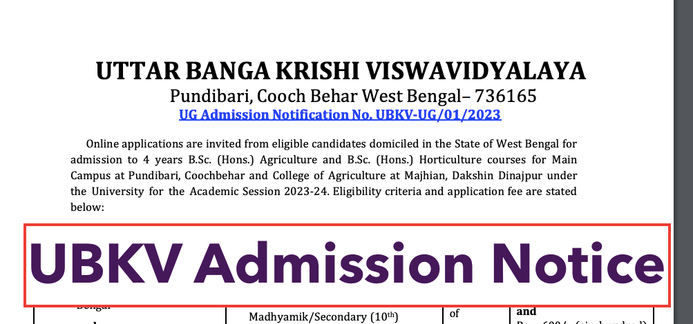 ubkv admission 2023-24 notice