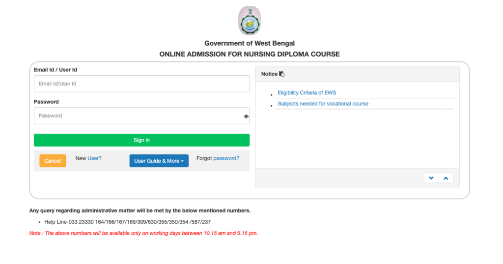 wb health online gnm application form website link name 2023