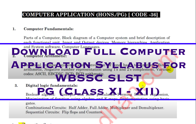 wbssc slst computer application syllabus download pdf