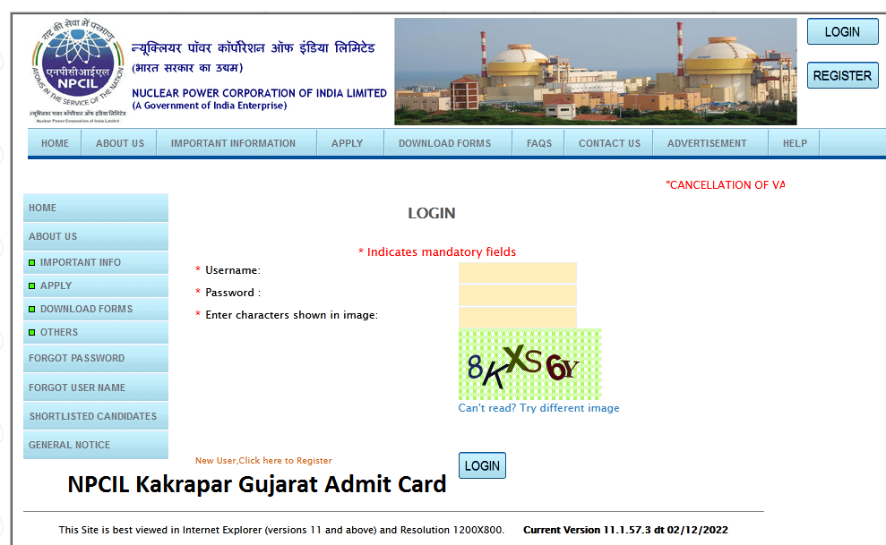 NPCIL Kakrapar Gujarat Admit Card 2023